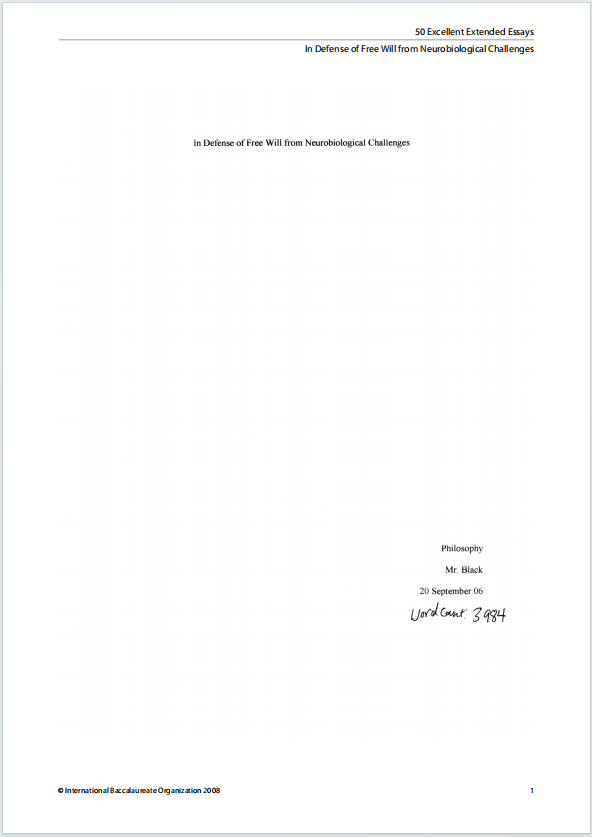 IB哲学优秀拓展论文下载《In Defense of Free Will from Neurobiological Challenges》