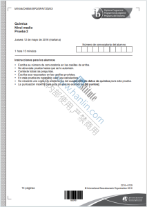 IB化学2016年真题下载《Quimica Nivel medio Prueba 2 Jueves 12 de mayo de 2016》