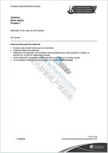 IB化学2018年真题下载《Quimica Nivel medio Prueba 1 Miércoles 16 de mayo de 2018》