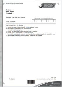 IB化学2018年真题西班牙语版下载《Quimica Nivel medio Prueba 2 Miércoles 16 de mayo de 2018》