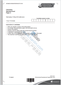 IB化学2018年真题英语版下载《Chemistry Standard level Paper 2 Wednesday 16 May 2018》