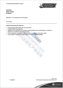 IB化学2018年真题西班牙语版下载《Quimica Nivel medio Prueba 1 Miércoles 7 de noviembre de 2018》