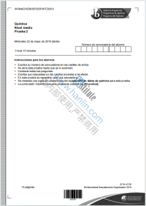 IB化学2019年真题西班牙语版下载《Quimica Nivel medio Prueba 2 Miércoles 22 de mayo de 2019》