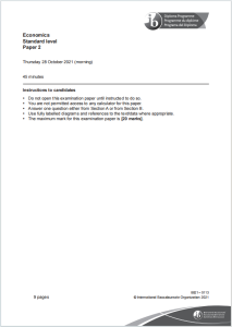 IB经济学2021年真题下载《IB Economics Standard level Paper 2 Thursday 28 October 2021》