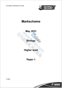 IB生物学2021年真题评分标准下载《IB Biology Higher Level Paper 1 Markscheme May 2021》