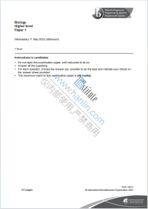 IB生物学2022年真题下载《IB Biology Higher Level Paper 1 Wednesday 11 May 2022》