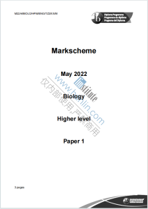 IB生物学2022年真题评分标准下载《IB Biology Higher Level Paper 1 Markscheme May 2022》