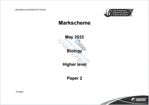 IB生物学2022年真题评分标准下载《IB Biology Higher Level Paper 2 Markscheme May 2022》