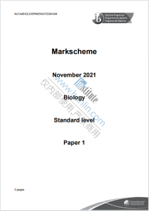 IB生物学2021年真题评分标准下载《IB Biology Standard Level Paper 1 Markscheme November 2021》