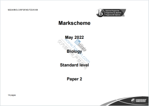 IB生物学2022年真题评分标准下载《IB Biology Standard Level Paper 2 Markscheme May 2022》