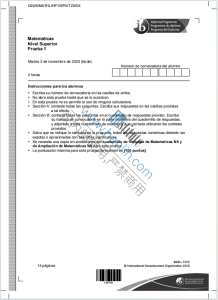 IB数学高等级2020年真题下载《IB Matemáticas Nivel Superior Prueba 1 Martes 3 de noviembre de 2020》