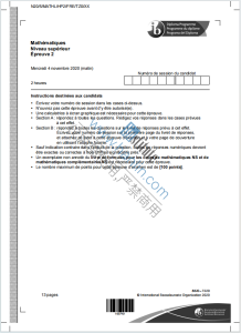 IB数学高等级2020年真题下载《IB Mathématiques Niveau Supérieur Épreuve 2 Mercredi 4 novembre 2020》