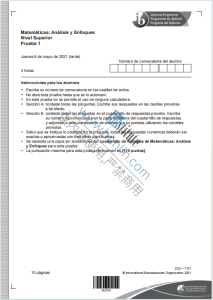 IB数学高等级分析与方法2021年真题下载《IB Matemáticas Análisis y Enfoques Nivel Superior Prueba 1 Jueves 6 de mayo de 2021》
