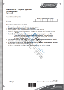IB数学高等级分析与方法2021年法语版真题下载《IB Mathématiques analyse et approches Niveau supérieur Épreuve 2 Vendredi 7 mai 2021》