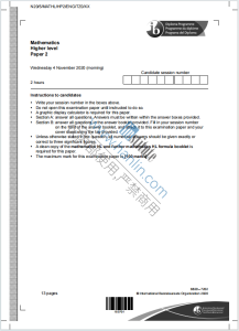 IB数学高水平2020年真题下载《IB Mathematics Higher Level Paper 2 Wednesday 4 November 2020》