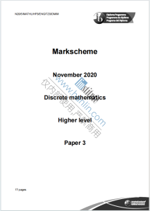 IB数学高水平离散数学2020年真题评分标准下载《IB Mathematics Higher Level Paper 3 - Discrete Mathematics Markscheme November 2020》