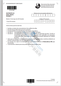 IB数学2014年西班牙语版真题下载《IB Matemáticas Nivel Medio PRUEBA 1 Martes 13 de mayo de 2014》