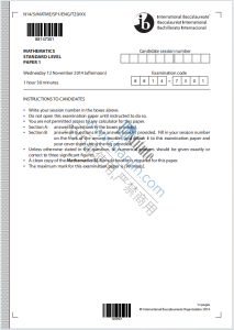 IB数学2014年真题下载《IB Mathematics Standard Level Paper 1 Wednesday 12 November 2014》