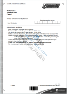 IB数学2018年真题下载《IB Mathematics Standard Level Paper 1 Monday 12 November 2018》